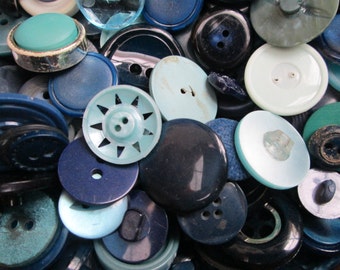 Blue Buttons. 100g blue buttons, bulk buttons, craft supplies