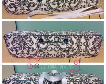NEW! Cricut Maker and Cricut Explore/ Air/ Air2/ One Convertible Dust Cover/ Tote Bag Custom Handmade Gray and White Damask with Teal Piping
