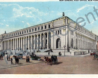 Vintage Postcard of The New General Post Office, New York, Circulated 1919