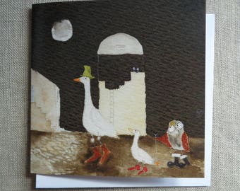 Owl Card - Owl and Goose Blank Greetings Card