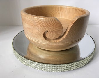 Wooden yarn bowl, hand turned from Ash ASH25