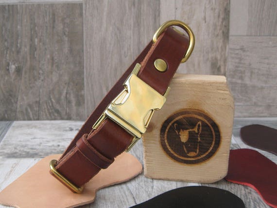 Quick Release Dog Collar, Leather Dog Collar, Brown Dog Collar, Free ID Tag, Breakaway Dog collar, Durable Dog Collar, Handmade Collars