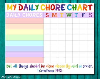 childrens chore list printable