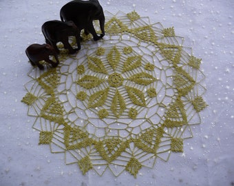 Handmade in subtle pastel green cotton crochet lace doily.