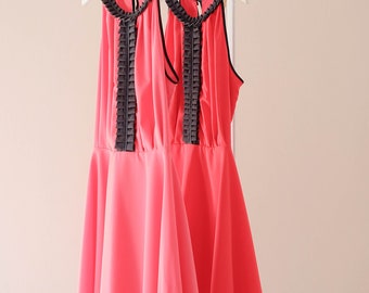 SALE S Coral dress Red sundress spring summer dress coral party dress red bridesmaid dress prom dress