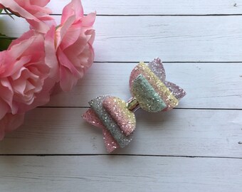 Summer pastel rainbow bow