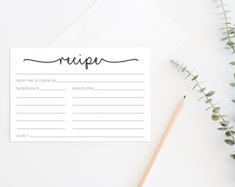 Printable Recipe Cards, Printable Bridal Shower Game, Recipe Cards, Bridal Shower Recipe Cards