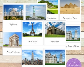 Montessori Around the World Landmarks 3 Part Cards