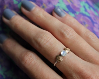 Sterling silver ring, Moonstone ring, mermaid ring, stacking ring - available in Opal, Turquoise. Moonstone, Pearl and more!