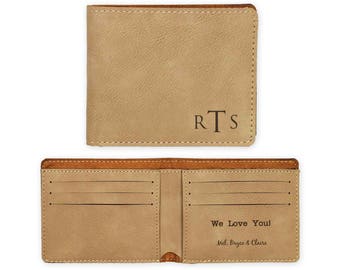 Personalized Wallet, Engraved leather wallet, Gift for him, Men's wallet /Laser engraved Leather wallet, Engraved wallet