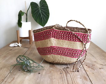 African Straw Market Bag | Sisal Shoulder Bag | Colorful Tote Bag | Straw Bag | Market Tote | Straw Purse | Kenya Straw Tote Bag |