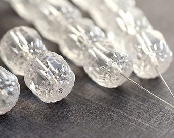 8mm Crystal clear beads, cathedral czech glass beads, for wedding jewelry, fire polished - 15Pc - 2985