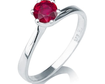 2/3 Carat Ruby Engagement Ring Diamond Engagement Ring 14K