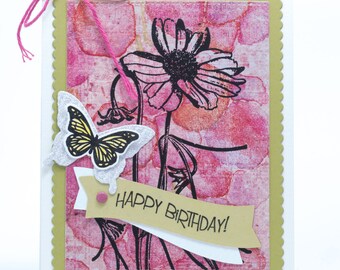 Wishing You A Very Happy Birthday Handmade Paper Card, Butterfly Happy Birthday Handmade Greeting Card