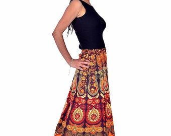 Indian Mandala Cotton Wrap Skirt Free Size Handmade Summer Skirt Bohemian Tapestry Skirt Ladies Clothing Wraparound Skirt