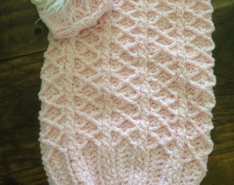 Crochet baby cocoon and hat set - free shipping