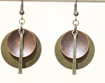 Boho Earrings Bohemian Earrings Mixed Metal Earrings Copper Brass Earrings Dangle Earrings Boho Jewelry Ethnic Earrings Gift For women Gift