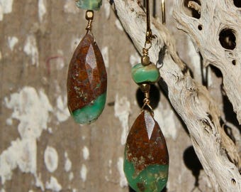 Chrysoprase earrings on Gold