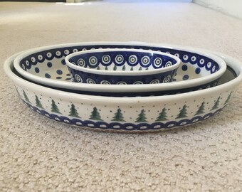 Bonabry Stoneware Oval Serving Dishes made in Poland