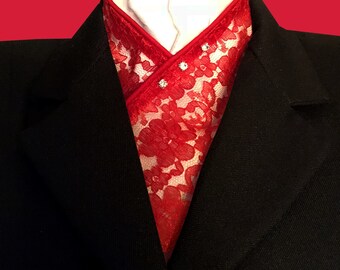 Red Lace Pre-tied Stock Tie