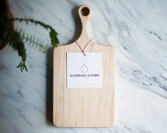 Classic Maple Wood Cheese Board with Handle, Wood Serving Board, Paddle Board - FREE CARE KIT