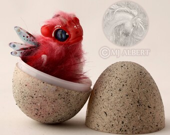 Poseable Dragon - Art Doll - CUSTOM DRAGON - Hatching Egg Handmade Creature - Baby Fantasy Animal - Hatchling Dragon - Mjalbertsculpts
