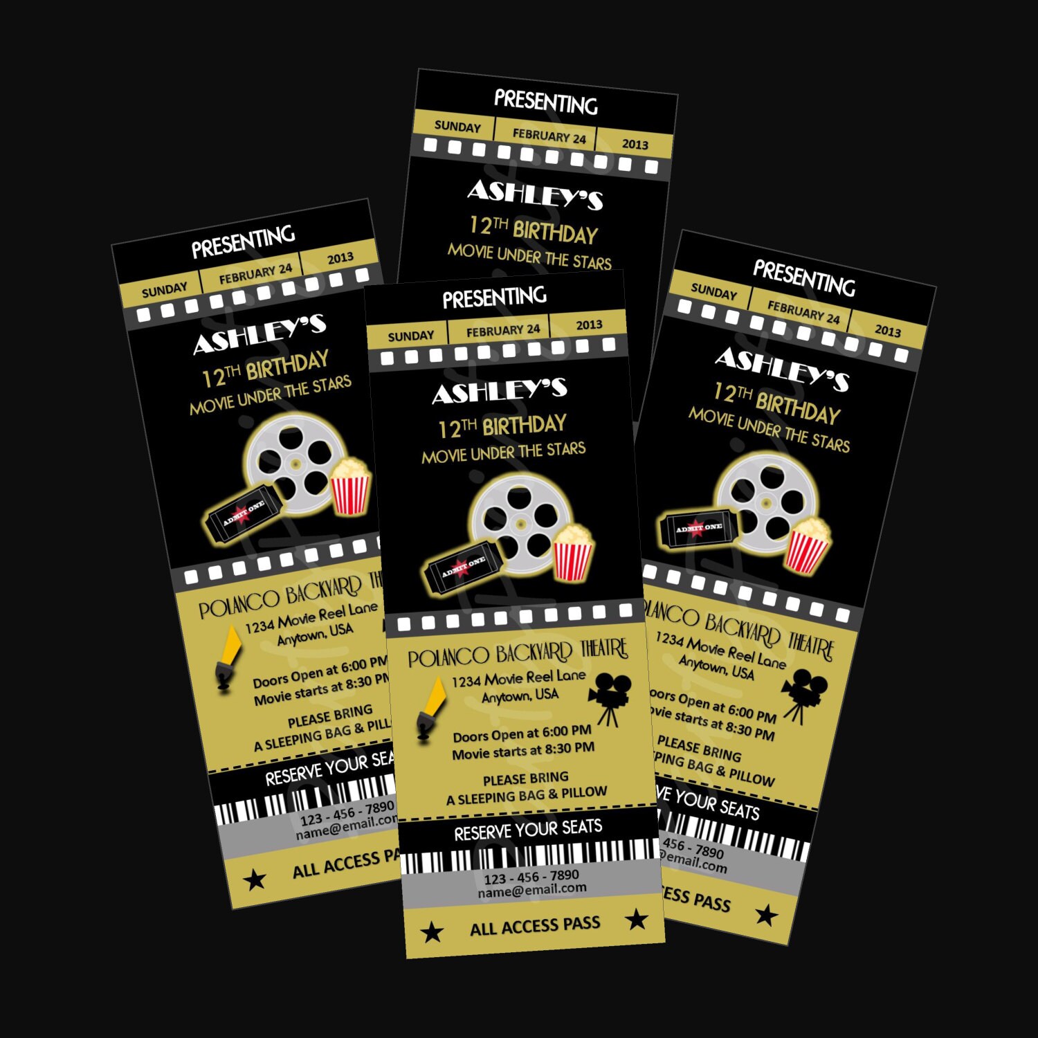 printable movie night party ticket invitations personalized how to get tickets made for an event