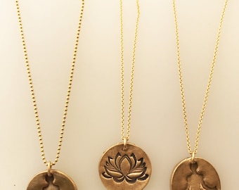 Yoga Inspired Pendants, Lotus Necklace, Meditation Necklace, Buddhist Jewelry