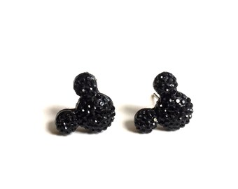 NICKEL FREE Mickey Minnie Mouse Studded Earrings Disney World Black Magic Kingdom. Adults Earrings. Kids. Hypoallergenic. Stud.