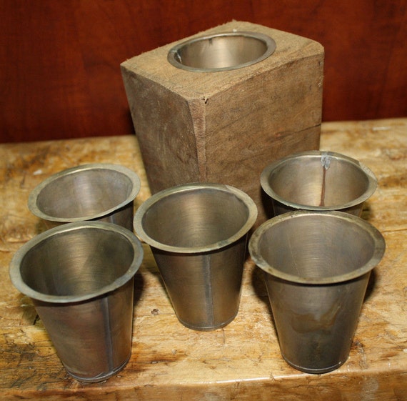 6 Replacement Sugar Mold Candle Holder Primitive TIN CUP