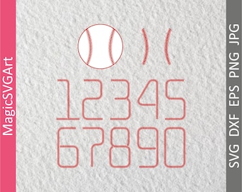 Baseball Numbers, Softball, SVG, DXF, EPS, Cut Files, Sports, Varsity, Laces, Stitches, Vinyl, Silhouette, Cricut