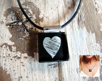 Glass, 25mm square pendant