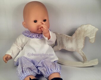 Clothes doll - frill collar blouse - bloomers - booties for doll and Doll 36 cm.