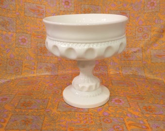 Vintage white milk glass compote