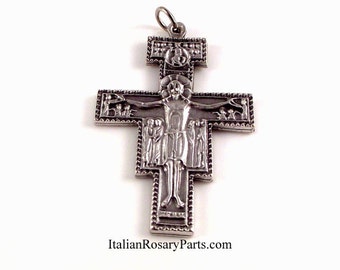 San Damiano Rosary Crucifix with English Prayer On Back | Italian Rosary Parts