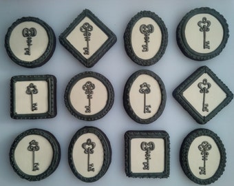 Antique Key Cookies - One Dozen Decorated Cookies