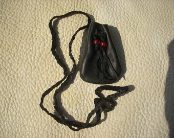 Medicine Bag- Black Deer Leather