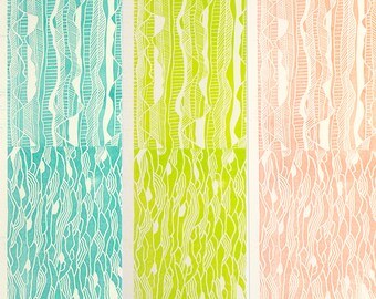 Earth/Water - Hand printed linocut decorative paper