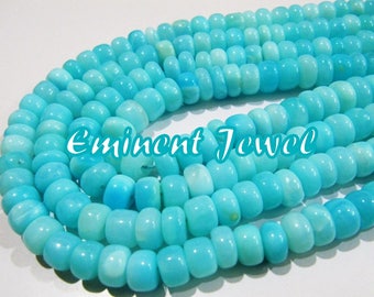 AAAA Quality Natural Blue Opal Rondelle Plain Beads 8mm Peruvian Opal Smooth Beads Strand 8 inches Rock bottom Price- Best value for money
