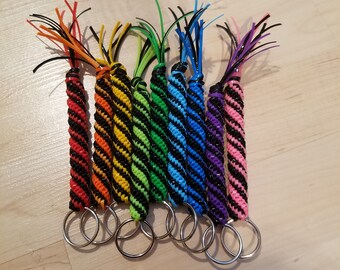Neon and Black Boondoggle, Gimp Plastic Lacing Keychain, Zipper Pull