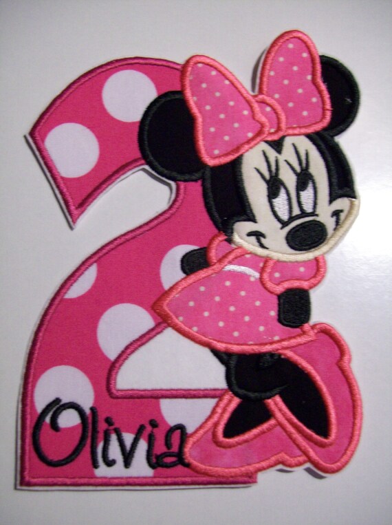 Iron On Applique Birthday Girl Mouse with Numbers or