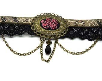 Victorian necklace / steampunk black, bronze