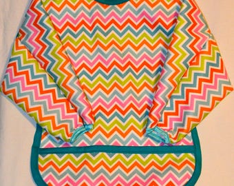 Long Sleeve Bib - Multicolor Chevron