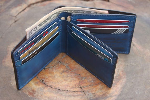 Men&#39;s Personalized Leather Trifold Wallet / Mens Leather