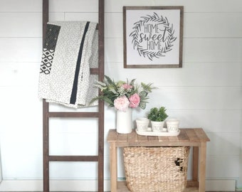 Blanket Ladder 6 ft 5 ft 4 ft / White Brown Natural / Modern Ladder / Quilt Ladder / Ladder Decor / Farmhouse Rustic Ladder / Towel Ladder