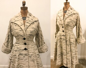 SOLD 1940s 50s Fabulous Winter White Flecked Lilli Ann Coat