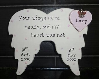 Personalised Angel Wings Memorial Plaque