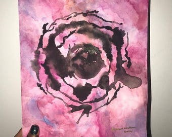 Black Splash Artwork Watercolor painting 10 x 10 in