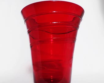 Whitefriars 8886 Ruby Trailed Trumpet Vase