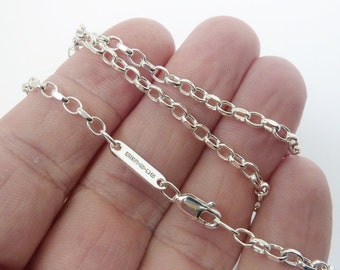 Solid silver necklace chain - 50cm (20 inch) with lobster clasp - 3.2mm diamond cut belcher - low tarnish high purity Argentium 960 silver